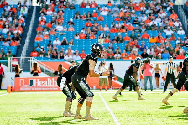 Miami Hurricanes QB Brad Kaaya in the shotgun formation