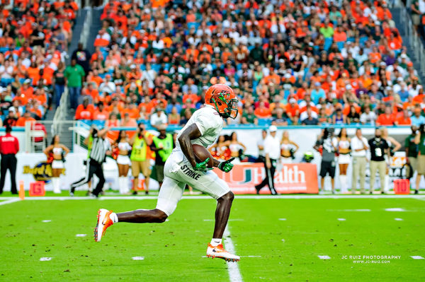 FAMU WR, Brandon Norwood, runs a kickoff out of the endzone