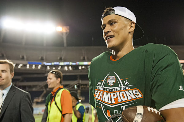 Brad Kaaya after the trophy ceremony was all smiles