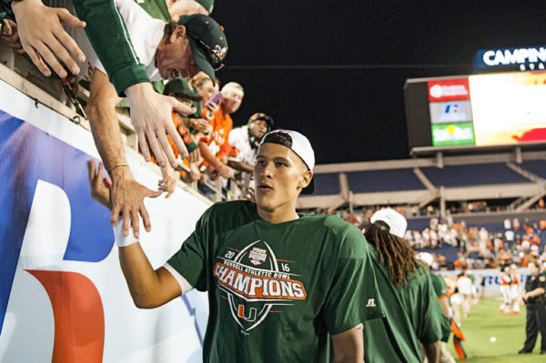 Brad Kaaya thanks the crowd