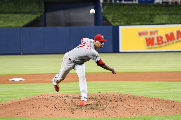 Philadelphia Phillies starting pitcher Vince Velasquez (21)