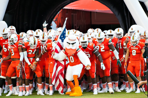 Photographing for the Miami Hurricanes Football Team