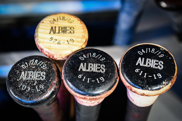 Atlanta Braves second baseman Ozzie Albies #1 bats