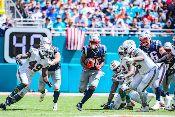 New England Patriots running back Sony Michel #26 | New England Patriots vs. Miami Dolphins | September 15, 2019 | Hard Rock Stadium