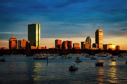 Boston golden sunset